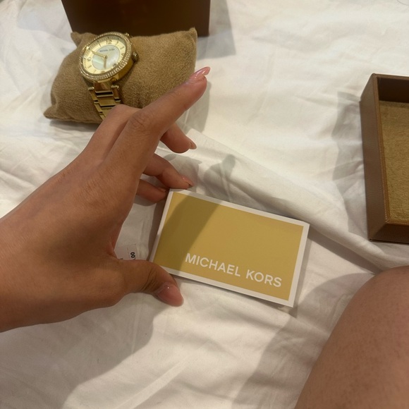 Michael Kors Gold-Tone Watch with Crystal Bezel